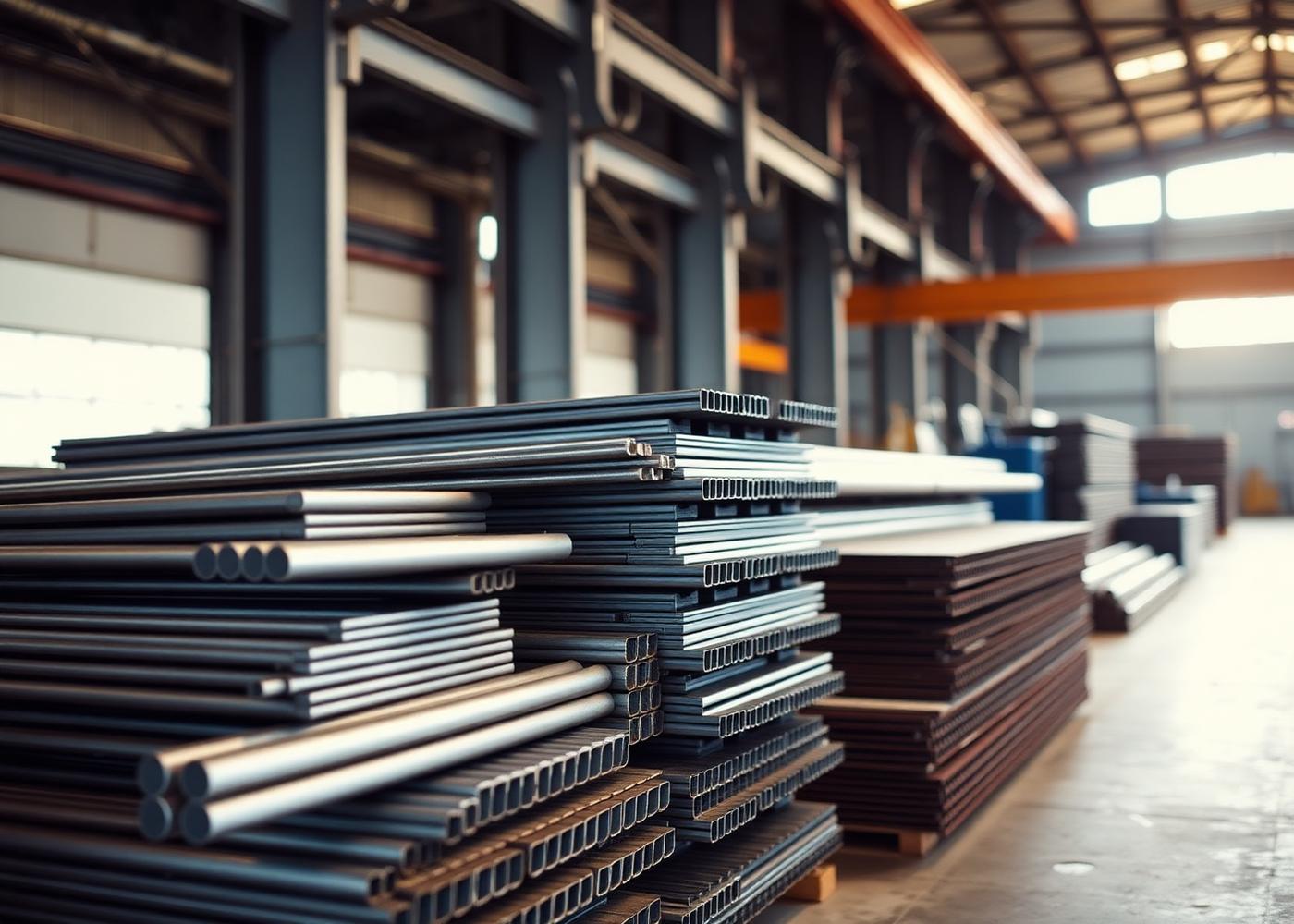 Steel materials in warehouse